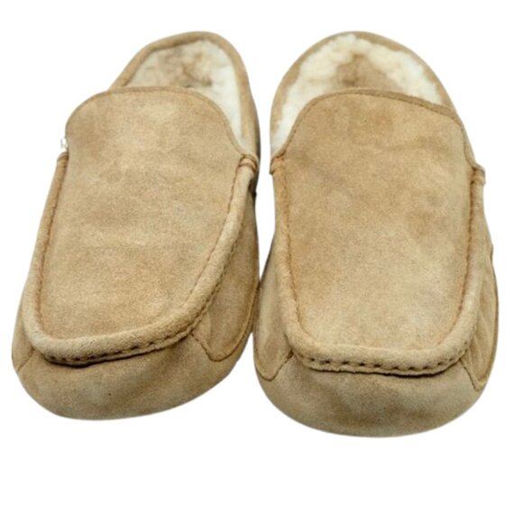UGG~ASCOT~CHESTNUT SHEEPSKIN SHEARLING SUEDE MEN'S MOCCASIN SLIPPERS SIZE US 12 - Picture 2 of 7